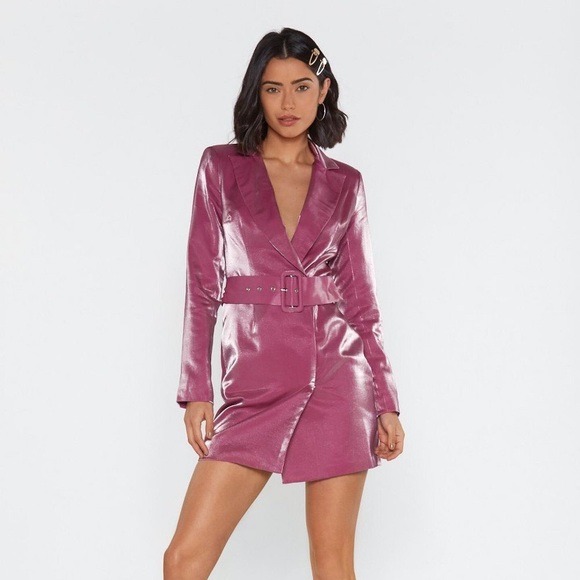 Nasty Gal Dresses & Skirts - Nasty gal metallic pink blazer dress